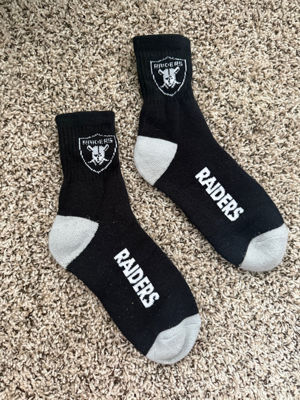 Raiders Black Crew Socks with Gray Accents